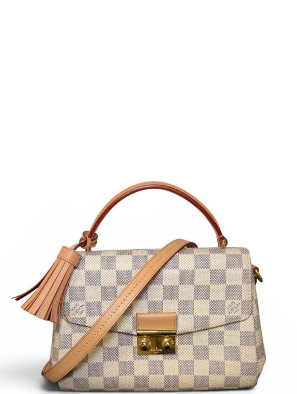 Authenticated Louis Vuitton LV Croisette Top Handle Shoulder BAG Damier AZUR